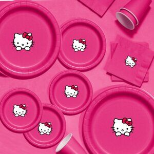 Kitty Party Supplies Set, Pink Paper Plates and Napkins, 45 Count
